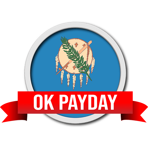 OK PAYDAY logo featuring the Oklahoma state seal with a red ribbon banner displaying 'OK PAYDAY'